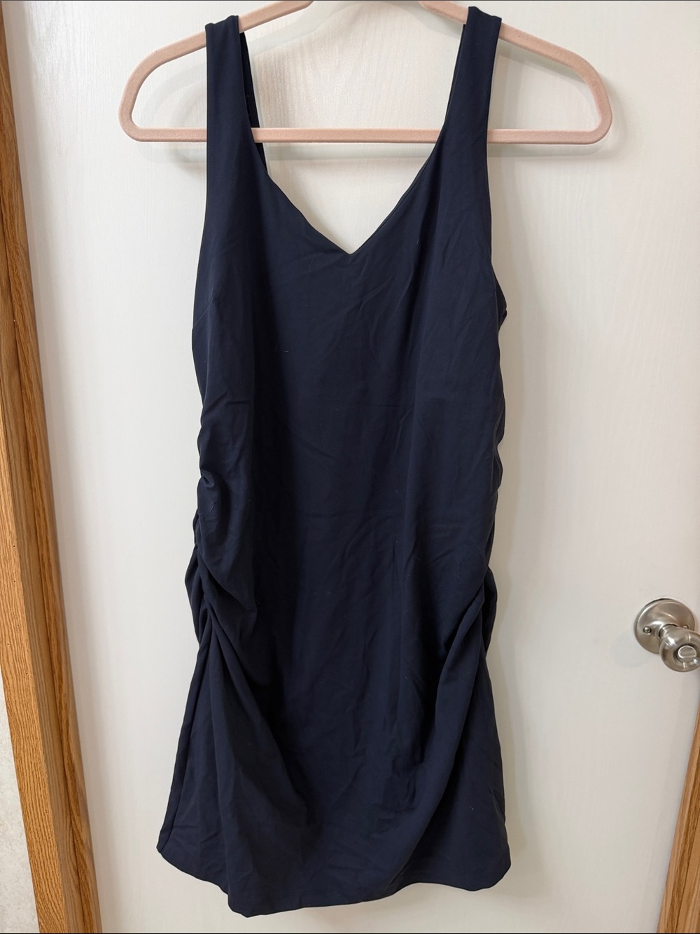CRZ YOGA Navy Maternity Tank Mini Dress with Side Ruching
